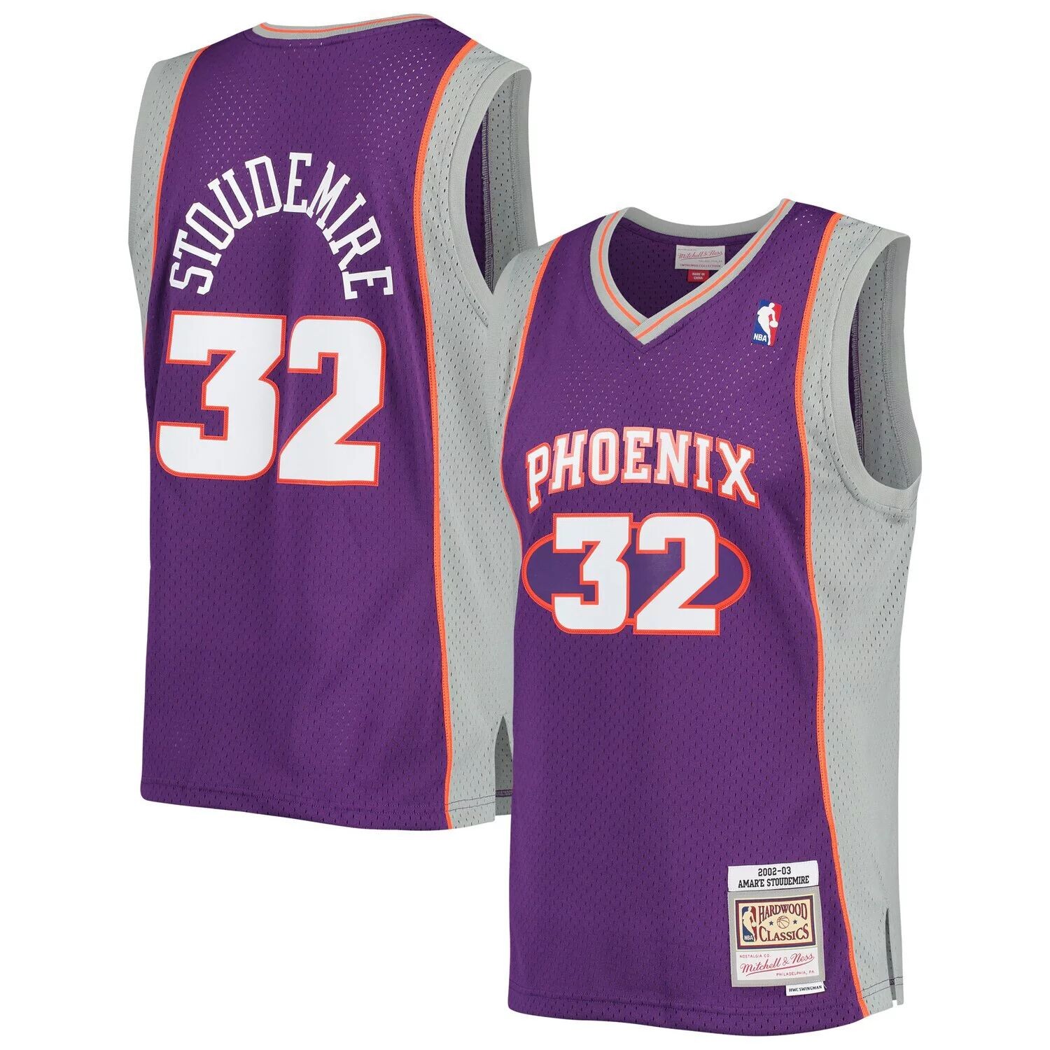 

Мужская футболка Mitchell & Ness Amar'e Stoudemire Purple Phoenix Suns 2002-2003 гг., аутентичная классическая джерси из твердой древесины Swingman