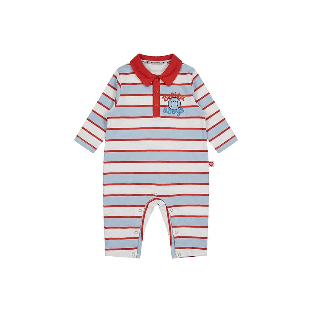 Детский комбинезон-поло с длинными рукавами Baby Tennis Multi Stripe светло-голубой от Belita&Boys