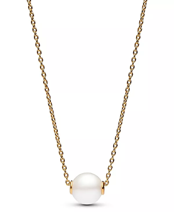 

Ожерелье-Колье из искусственно выращенного пресноводного жемчуга, покрытого 14-каратным золотом Pandora, gold