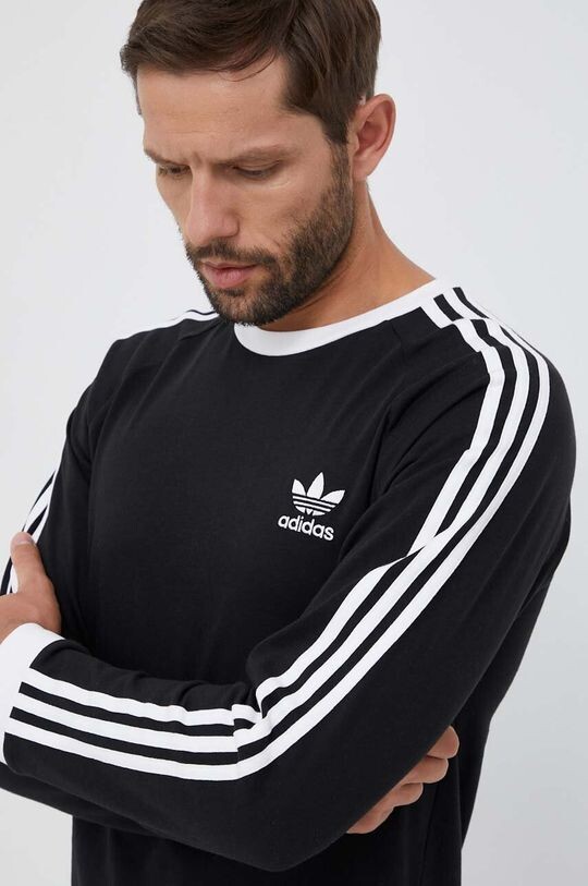 

Хлопковая футболка с длинными рукавами и тремя полосками adidas Originals, черный