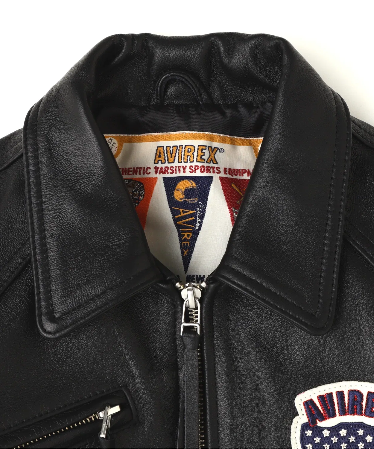 Детская куртка AVIREX Signature Varsity Jacket из овчины, черная — фото 3