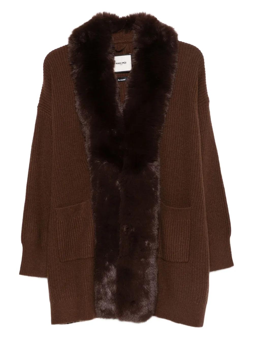 

Кардиган с воротником из искусственного меха Max & Moi, коричневый