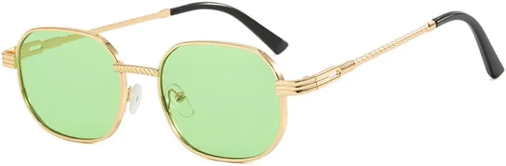 

Ретро-солнцезащитные очки в маленькой металлической оправе для женщин, модные градиентные линзы UV400, мужские панк-очки, темные TYUVIVO, Golden Light Green