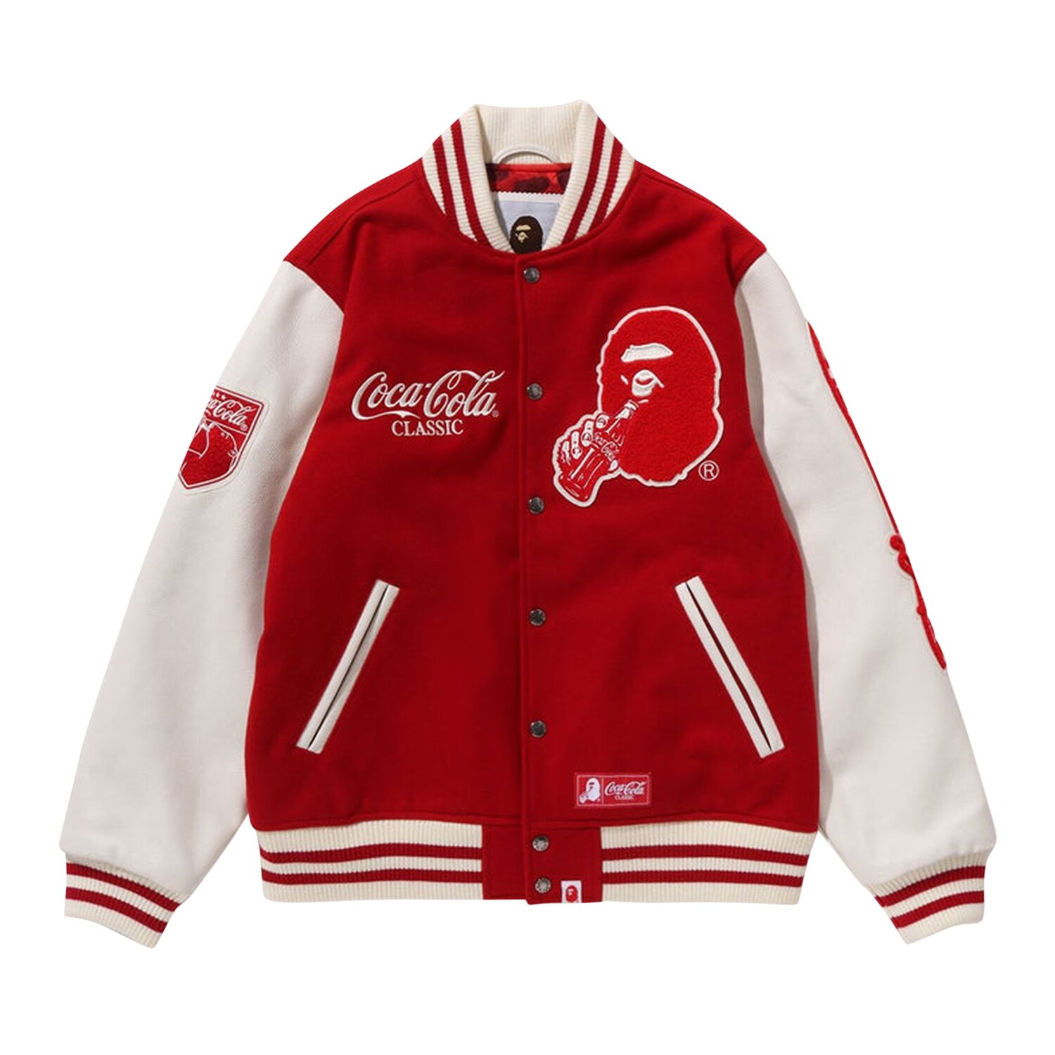 

Университетская куртка BAPE x Coca-Cola, красная, Красный, Университетская куртка BAPE x Coca-Cola, красная