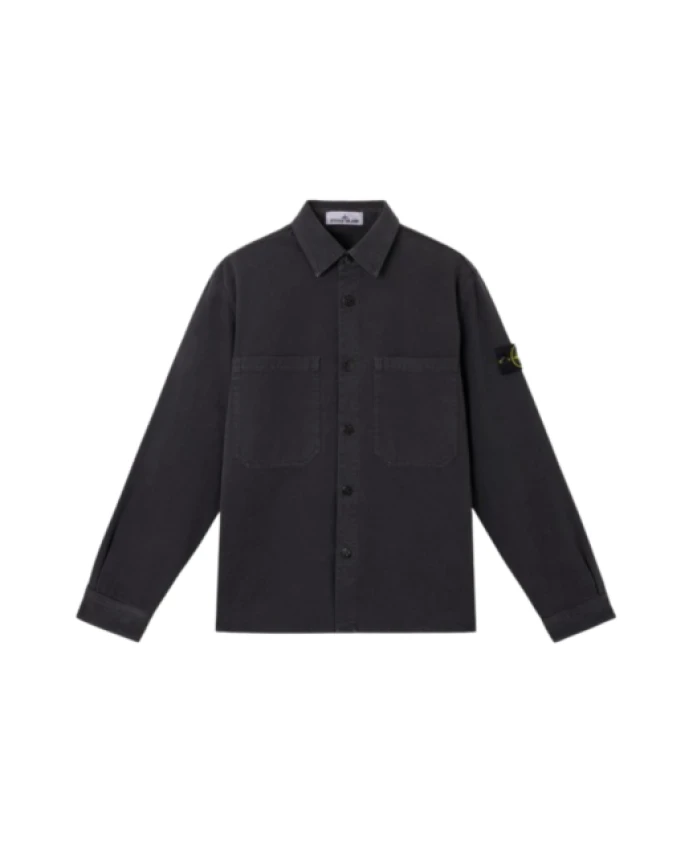 

Рубашка-Куртка из панамского хлопка с эффектом «старой» ткани Stone Island, синий