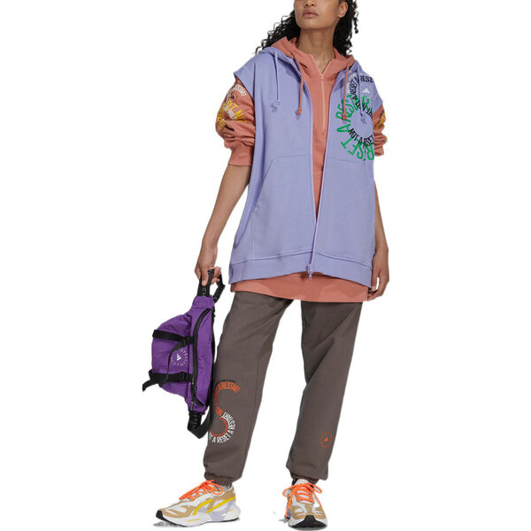 Толстовка adidas Logo Alphabet Printing Pattern Hooded Zipper Purple, фиолетовый — фото 2