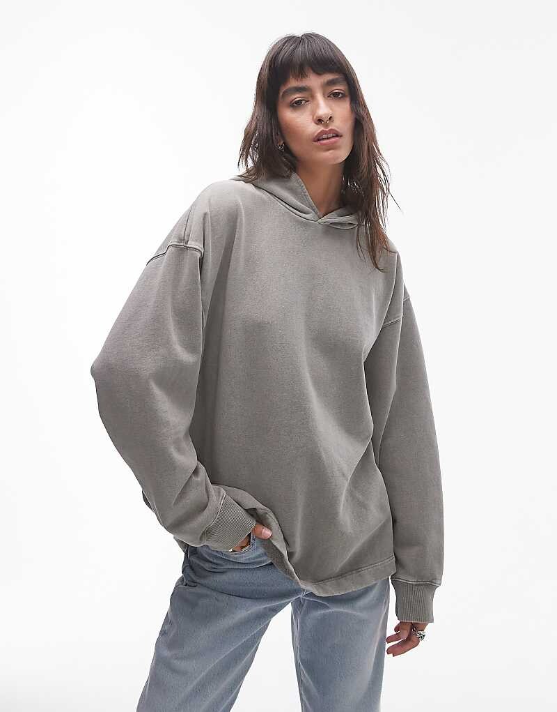 

Topshop – худи выцветшего цвета хаки с заниженными плечами