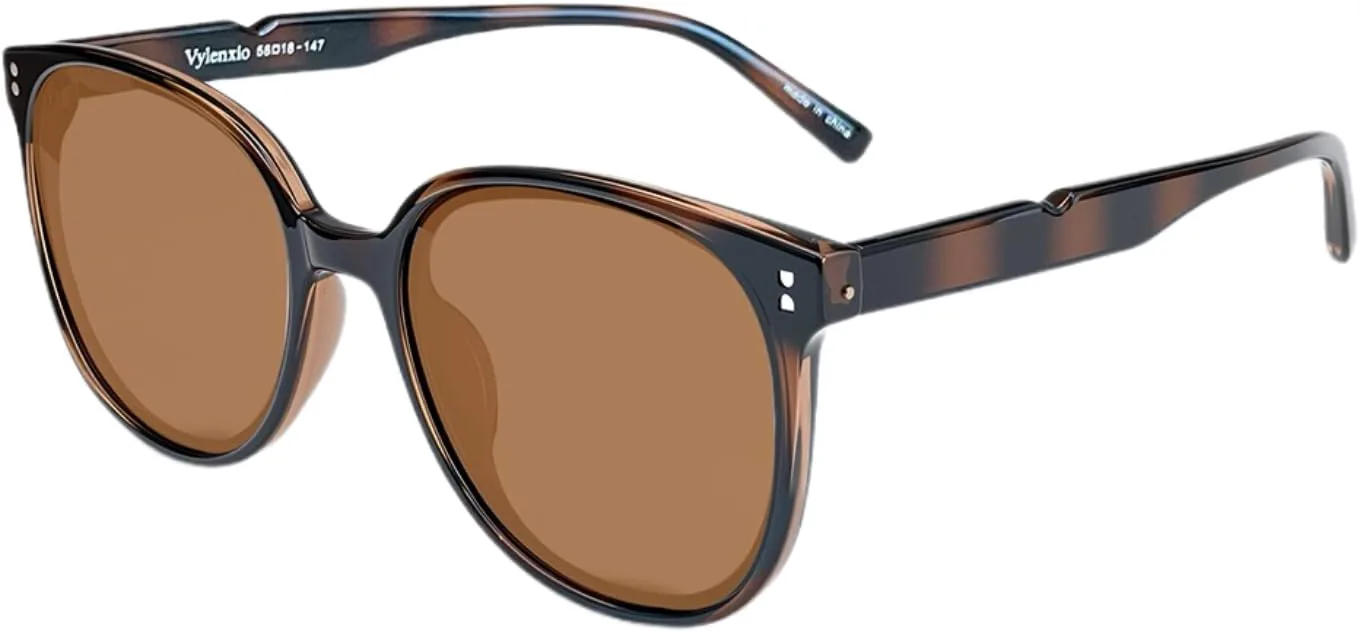 

Крупные квадратные поляризованные солнцезащитные очки для женщин и мужчин с защитой UV400, классический модный стиль, VY2518 Vylenxio, Brown Tortoise Frame/Brown Lens