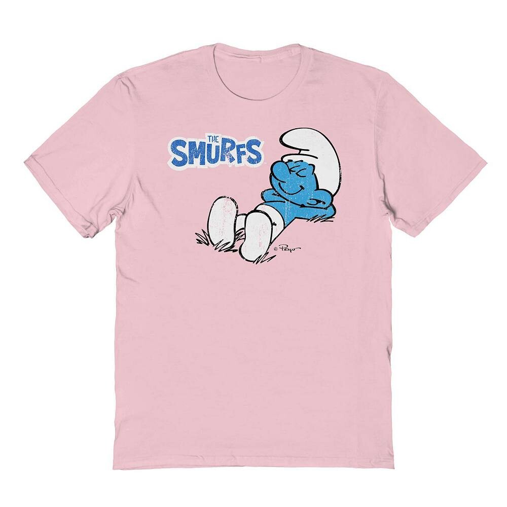 

Мужская футболка с рисунком «Смурфики дремлют» Licensed Character, цвет Light Pink