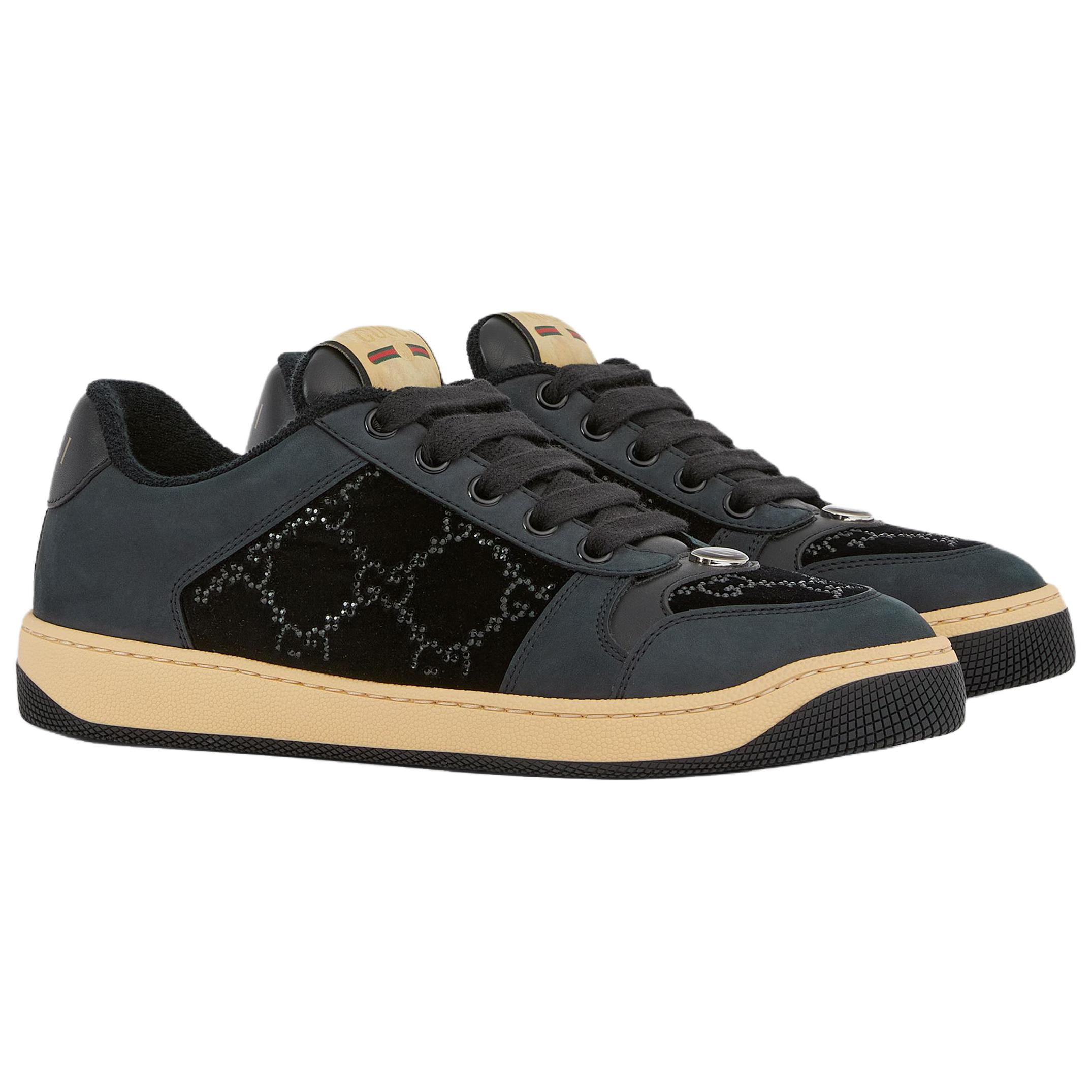 GUCCI Screener Low top Skateboard Shoes Women's Gray Black — фото 4