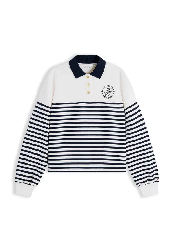 Свитшот Tommy Hilfiger Roundal collar roundl, цвет широкий экрю/тёмный ночной синий — фото 4