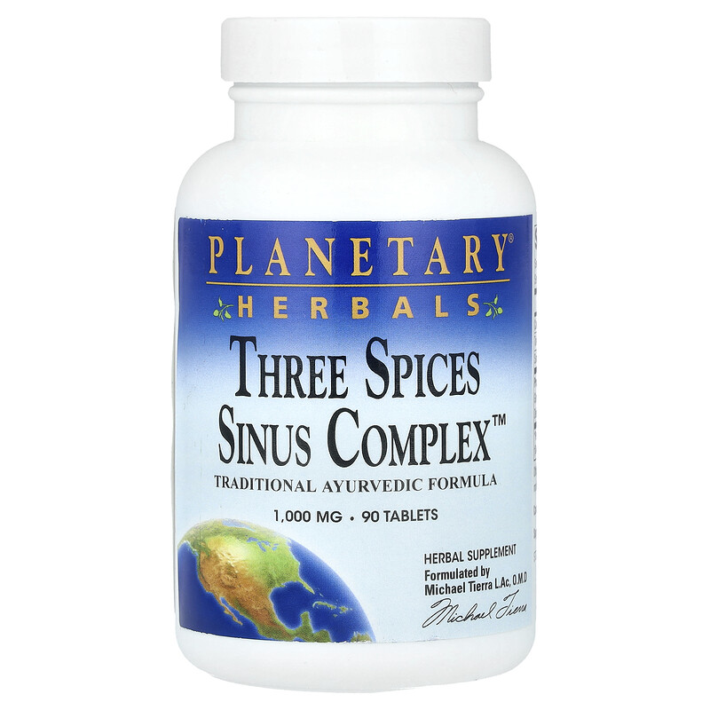 

Planetary Herbals, Three Spices Sinus Complex , 1000 мг, 90 таблеток (500 мг на таблетку)