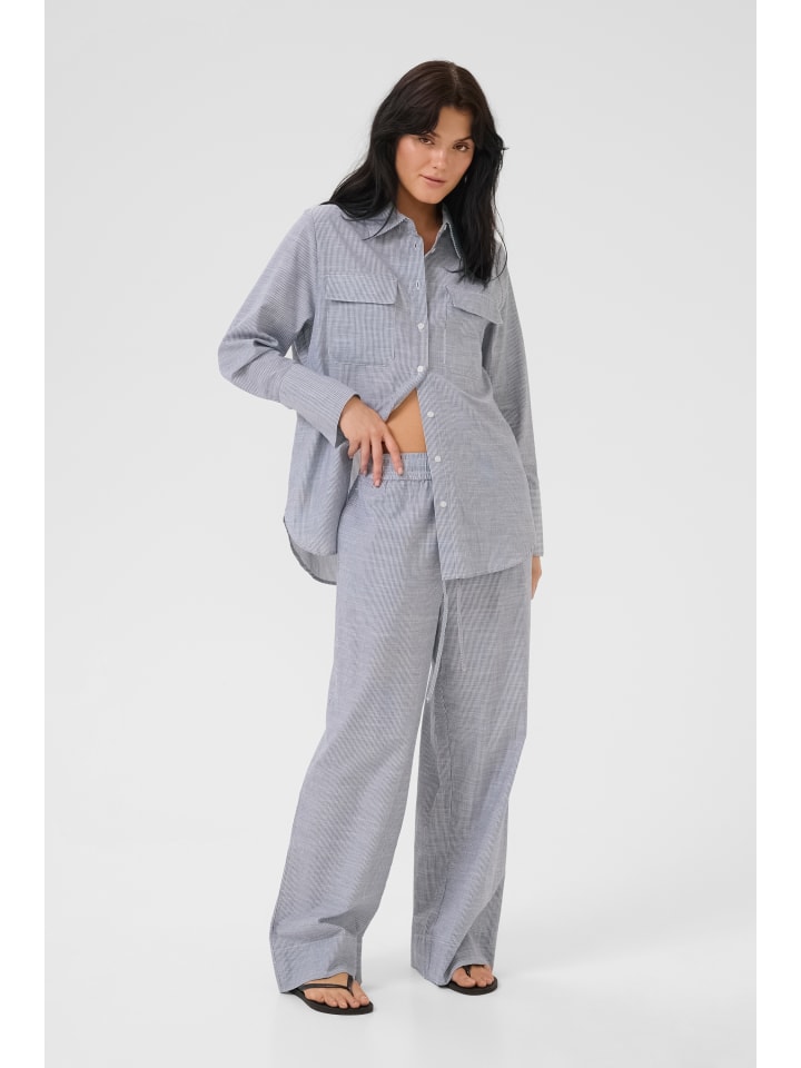 

Рубашка с длинными рукавами SkyeMW свободного кроя в полоску темно-синего сапфирового цвета My Essential Wardrobe