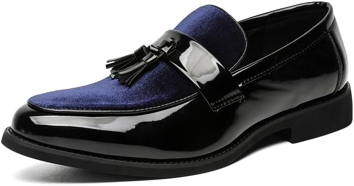 

Мужские бархатные лоферы Santimon с кисточками, лаковая кожа, слипоны, официальная обувь для вечеринок, свадеб и выпускных, синий