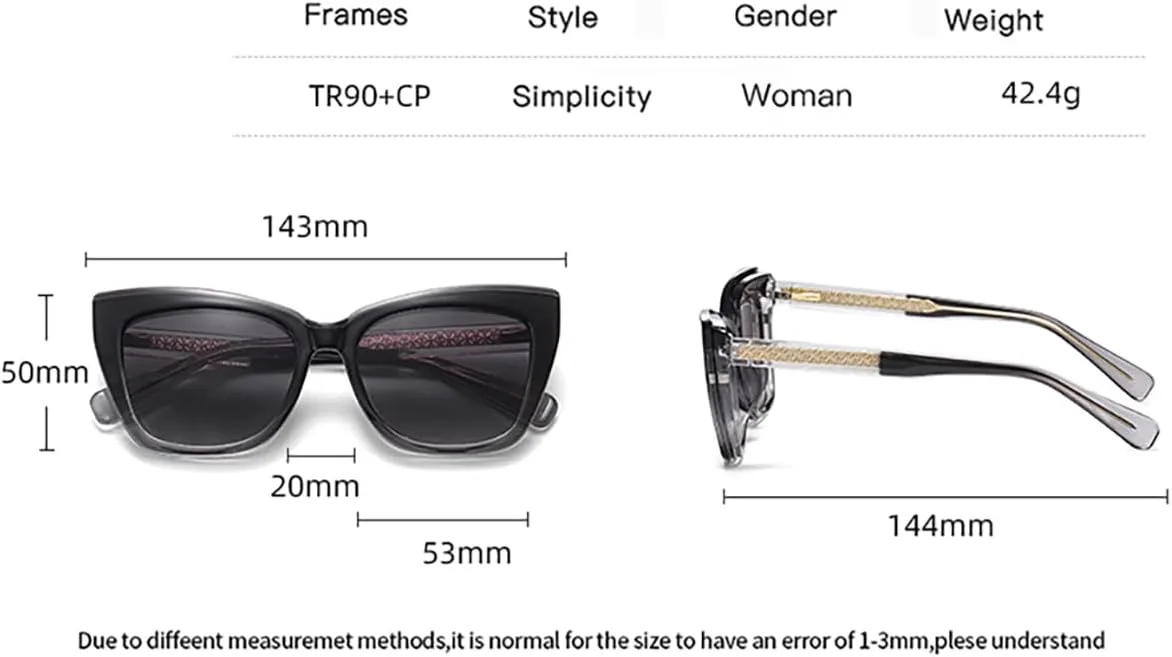 

Женские солнцезащитные очки «кошачий глаз» с магнитной застежкой, квадратной формы, линзы TR90 UV400, ацетатные дужки, поляризованные линзы weiyuchen, Grey Pink Frame