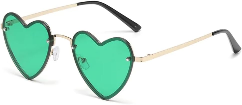 

Солнцезащитные очки с защитой UV400 | Без оправы, металлические линзы в форме сердца с градиентом | Для женщин и мужчин, для занятий спортом на открытом воздухе и вождения DSVIGF, Gold-green