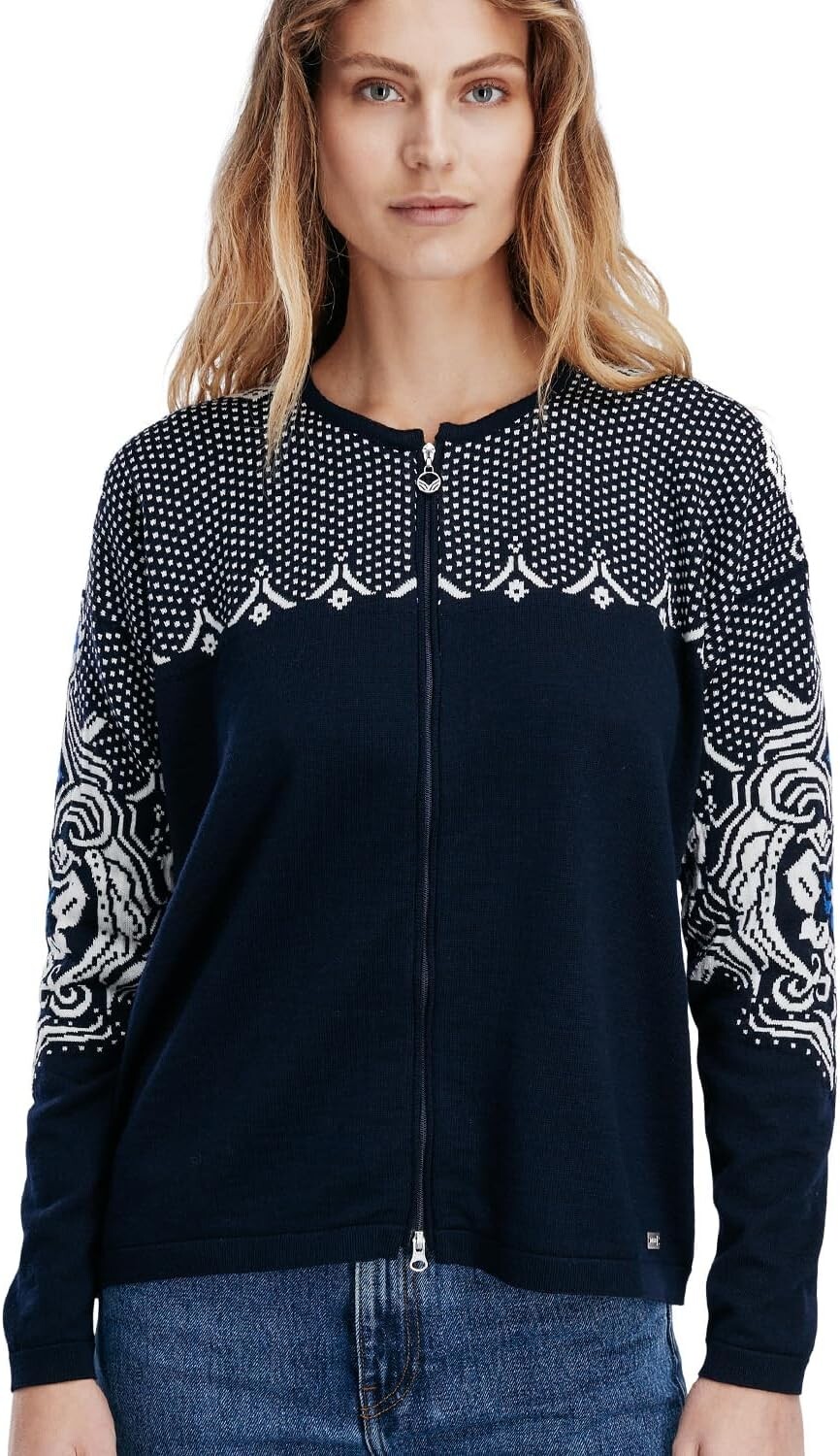

Свитер Rosendal Fem Jacket Dale of Norway, цвет Navy/Off-White/Ultramarine