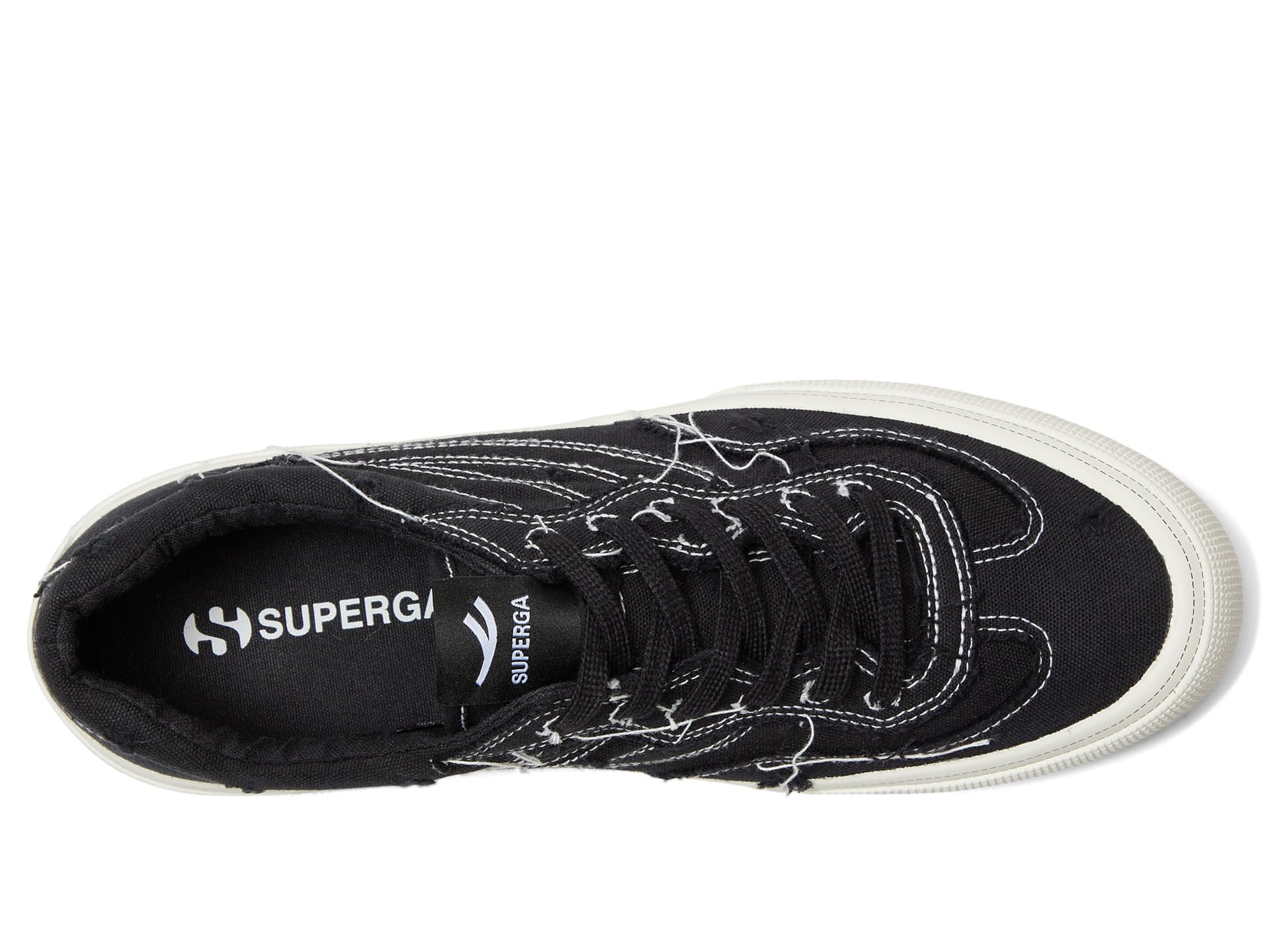 Кроссовки Superga 2941 Revolley Distressed Stone Washed, Black/White Avorio — фото 2