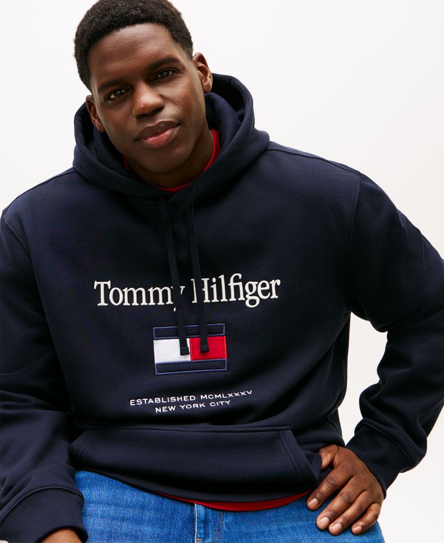 Мужская толстовка с капюшоном и вышитым флагом, больших размеров Tommy Hilfiger, Desert Sky — фото 3