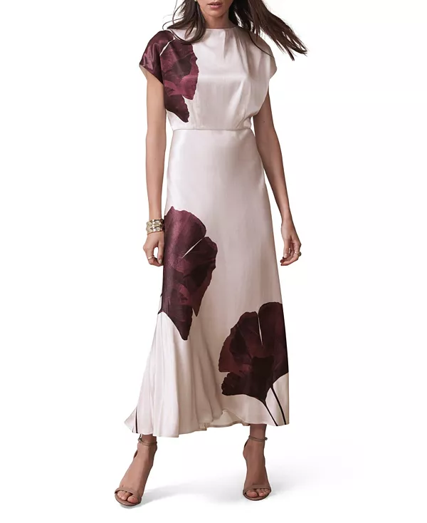 

Женское атласное макси-платье с цветочным принтом Mint Velvet, мультиколор