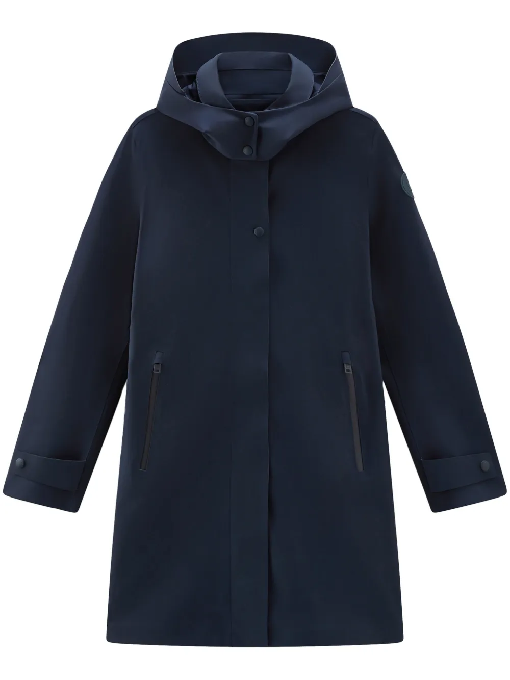 

Однобортное пальто с капюшоном WOOLRICH, синий