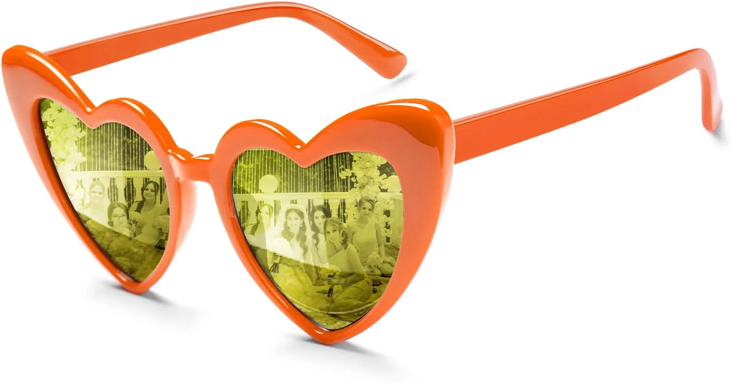 

Солнцезащитные очки в форме сердца, винтажные очки в форме сердца, свадебные солнцезащитные очки для женщин, сувениры для девичника BOUBONI, Orange Silver