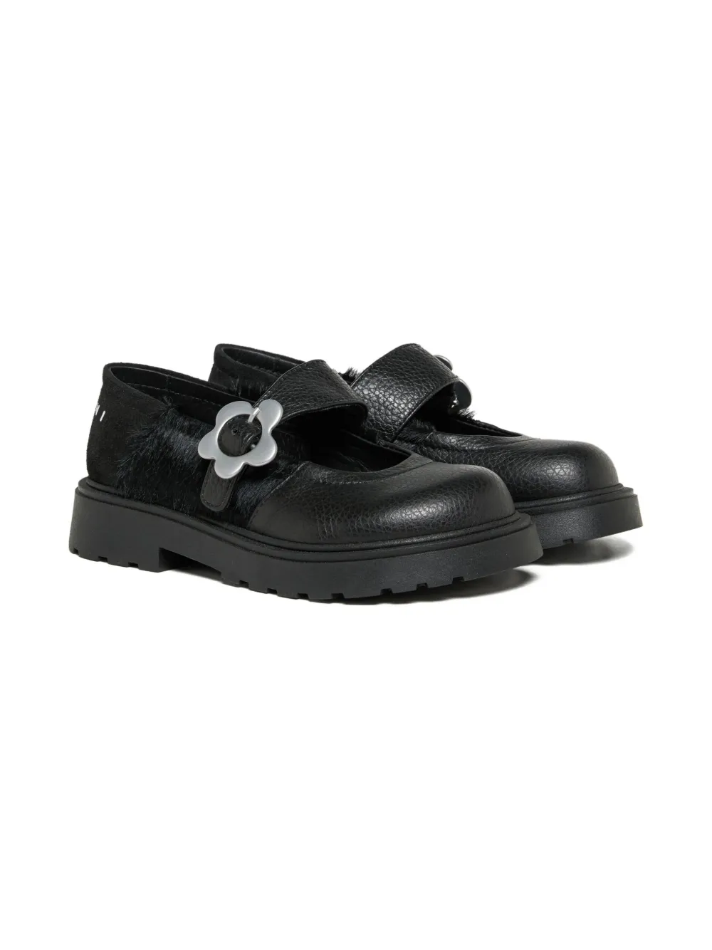 

Балетки с цветочной пряжкой Marni Kids, черный