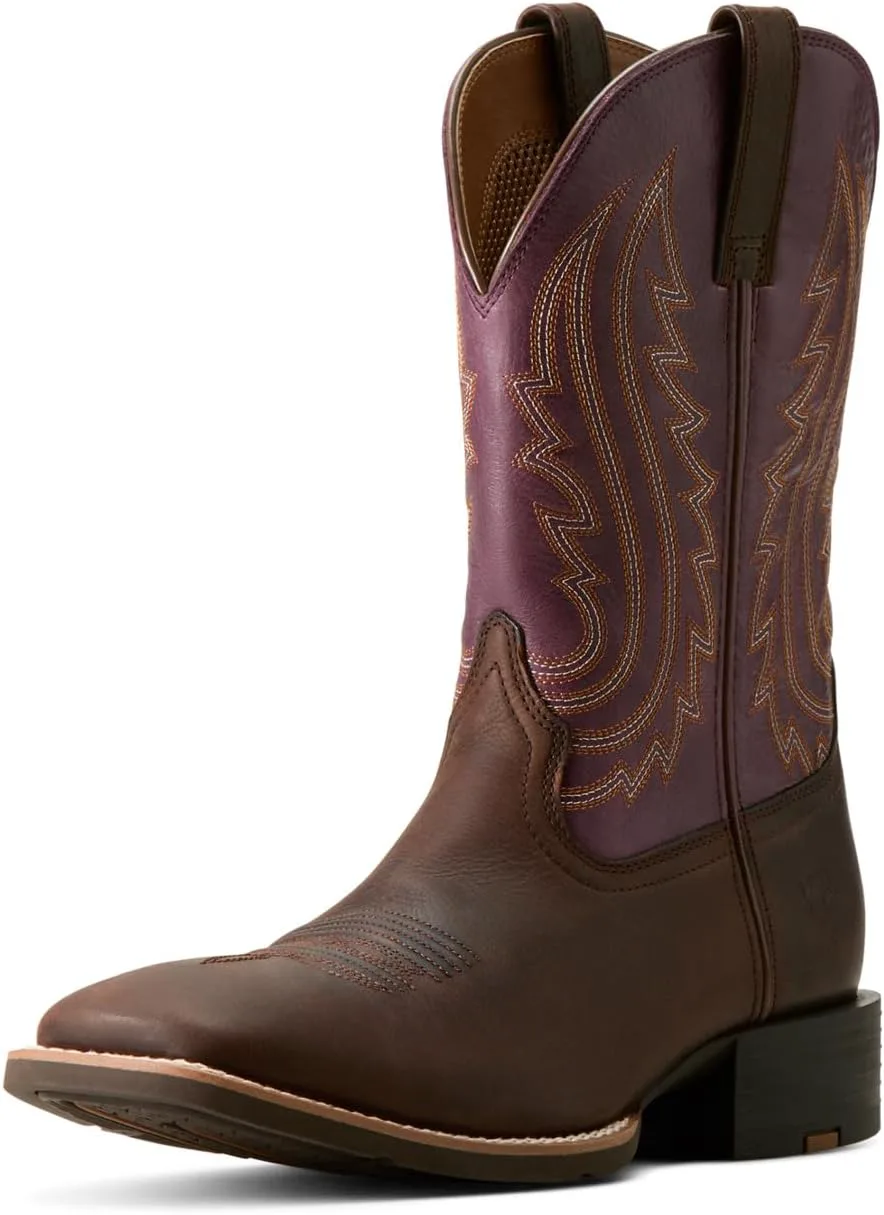 Мужские спортивные ковбойские сапоги ARIAT Big Country, коричневый/фиолетовый
