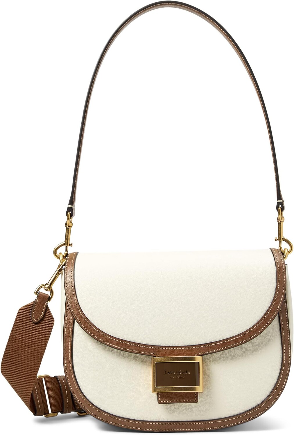 

Сумка через плечо Kate Spade New York Katy Colorblocked Textured Leather Convertible Saddle Bag, цвет Halo White Multi