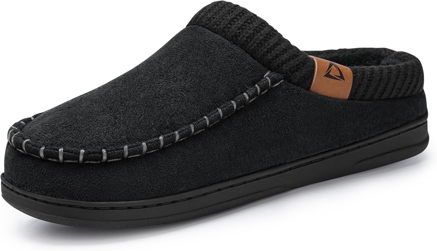 

Тапочки ATHMILE для мужчин с эффектом памяти, домашние и мокасины, удобные вязаные тапочки на каблуке для спальни и дома, черный