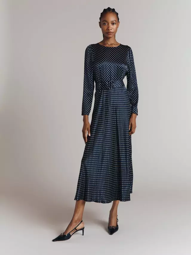 

Платье Ghost Sophia Polka Dot Satin, темно-синий