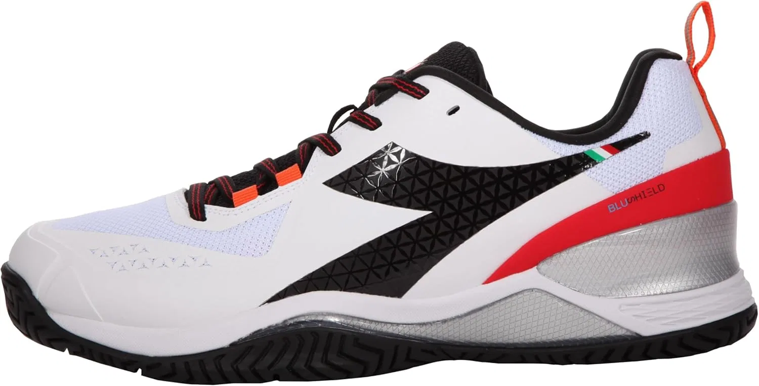 Мужские теннисные кроссовки Diadora 'Blushield Torneo AG' белого/черного/огненно-красного цвета