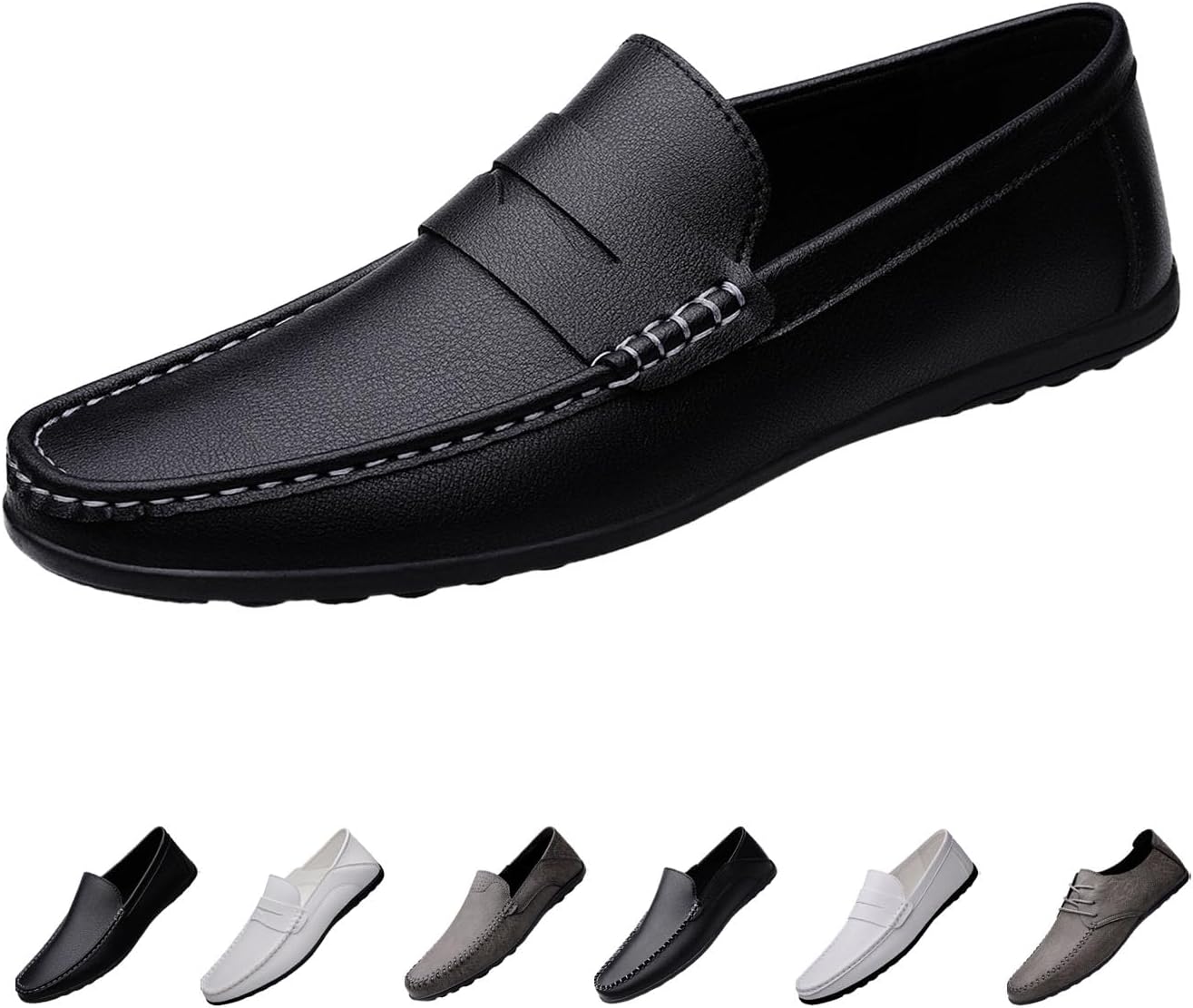 

Мужские слипоны для вождения, легкие с комфортом на весь день, нескользящая мягкая подошва, повседневные деловые оксфорды, лодочные туфли Moyowei, черный