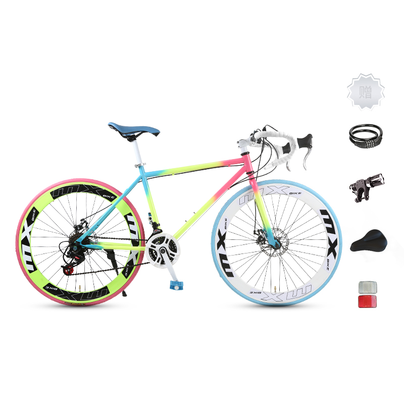 

Шоссейный велосипед с дисковыми тормозами из высокоуглеродистой стали для активного отдыха ICOLOUR, Rainbow