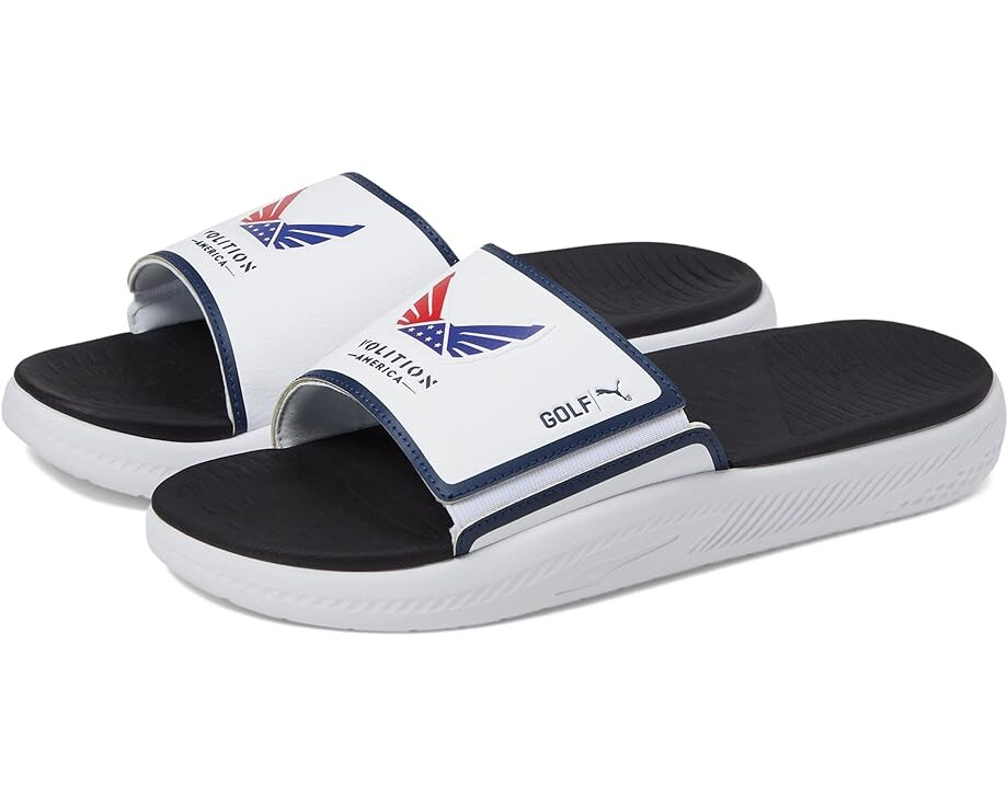 

Сандалии Puma Gs-Softride Slide Volition, цвет Puma White/Puma Navy/Ski Patrol/Feather Gray