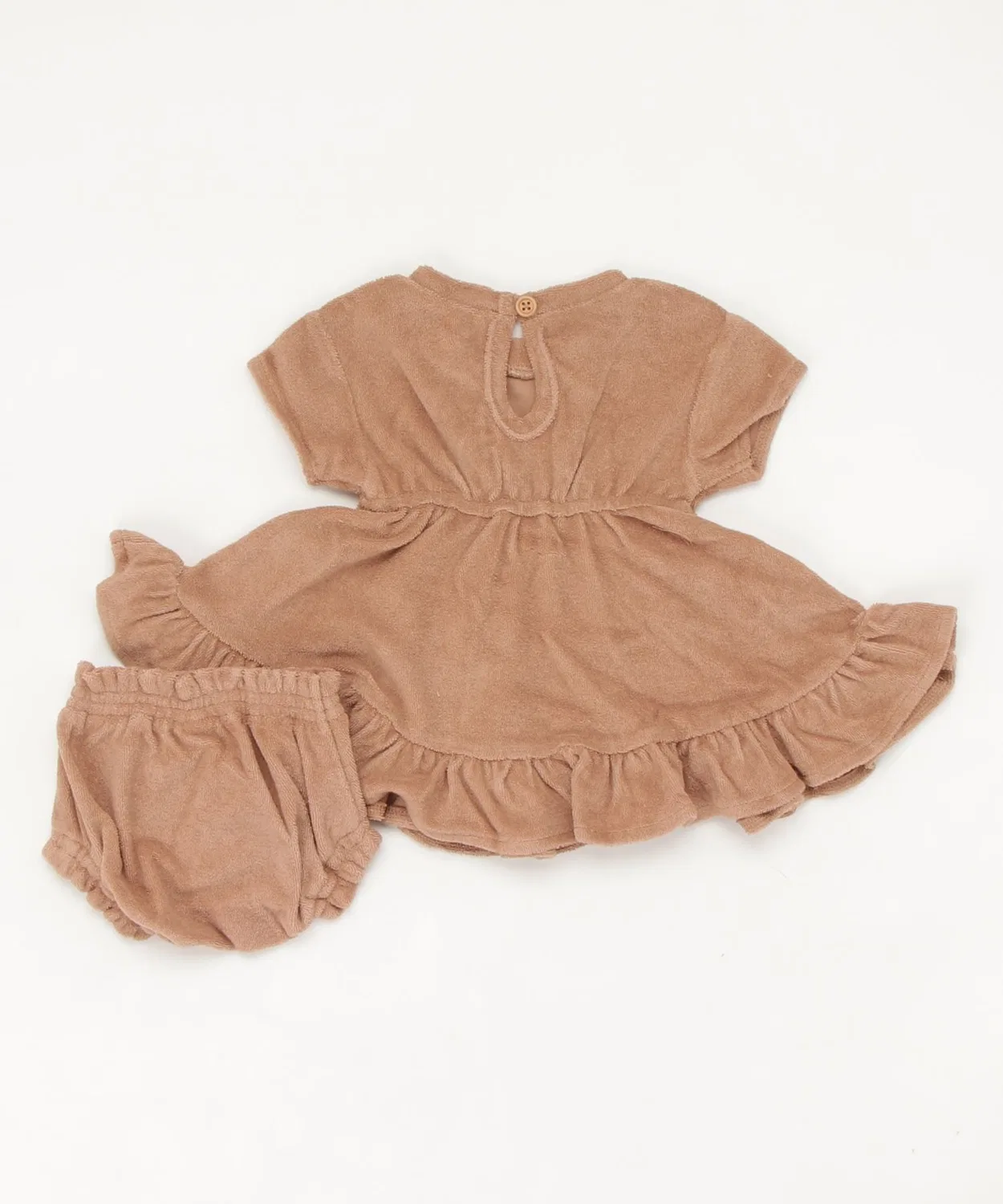Детский комплект платья и шорт Terry Dress Set из махровой ткани, органический хлопок, серо-розовый — фото 2