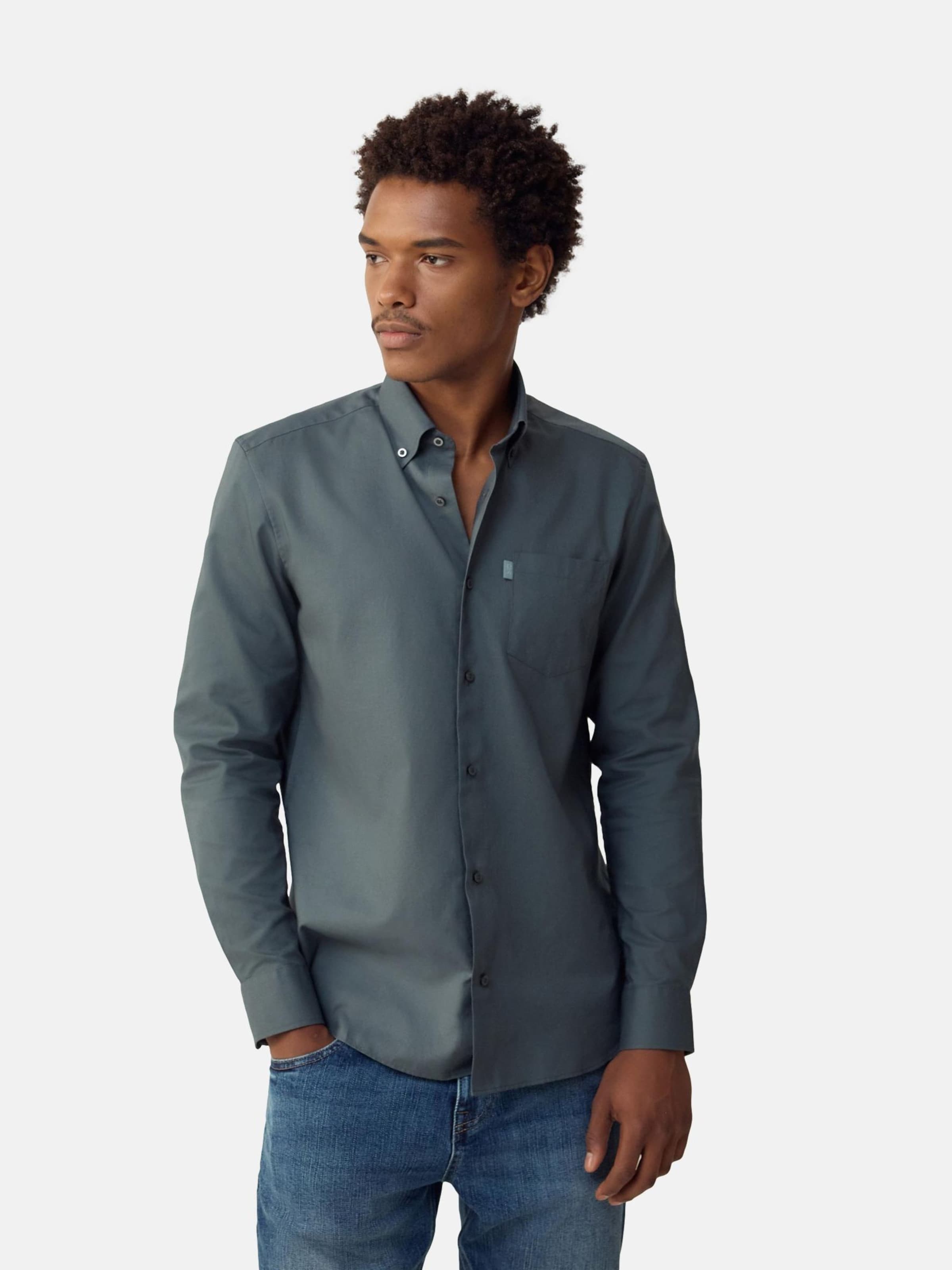 Next Рубашка 'Oxford' для бизнеса синего цвета Regular fit