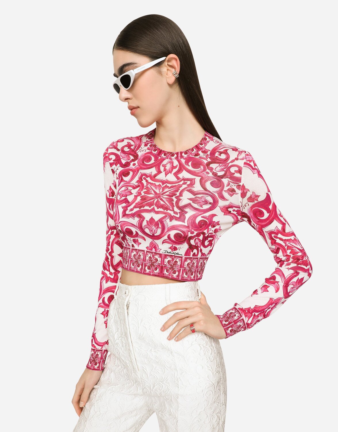 Кольцо с эмалированным логотипом dg Dolce & Gabbana, фуксия — фото 2