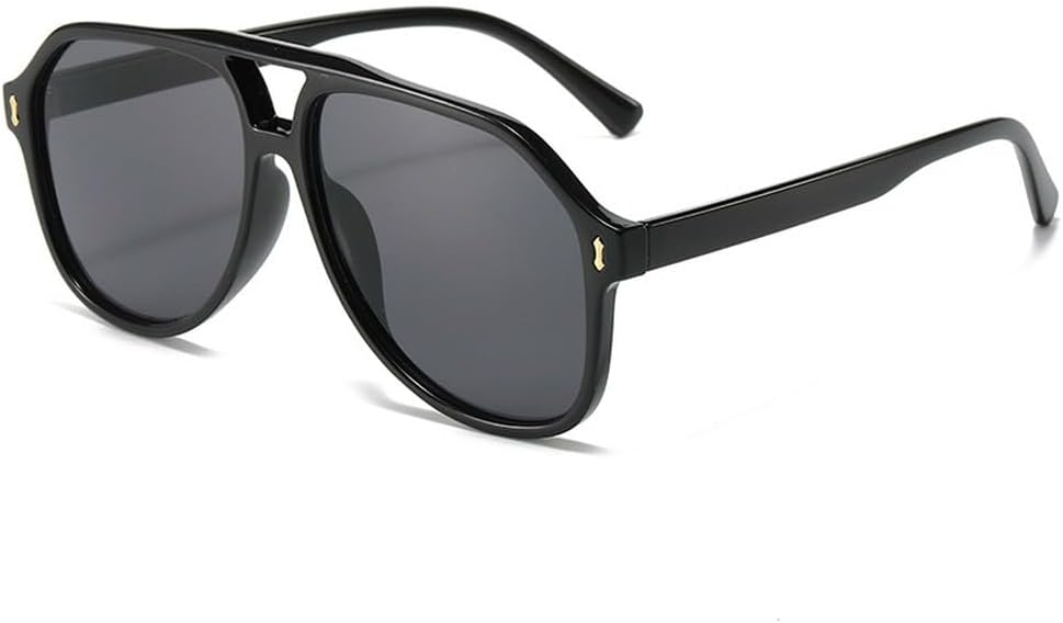 

Модные солнцезащитные очки для мужчин с увеличенными двойными перемычками, винтажные, с заклепками, женские, красные, синие, в стиле панк, солнцезащитные очки UV400 HVTVTLA, Black Gray