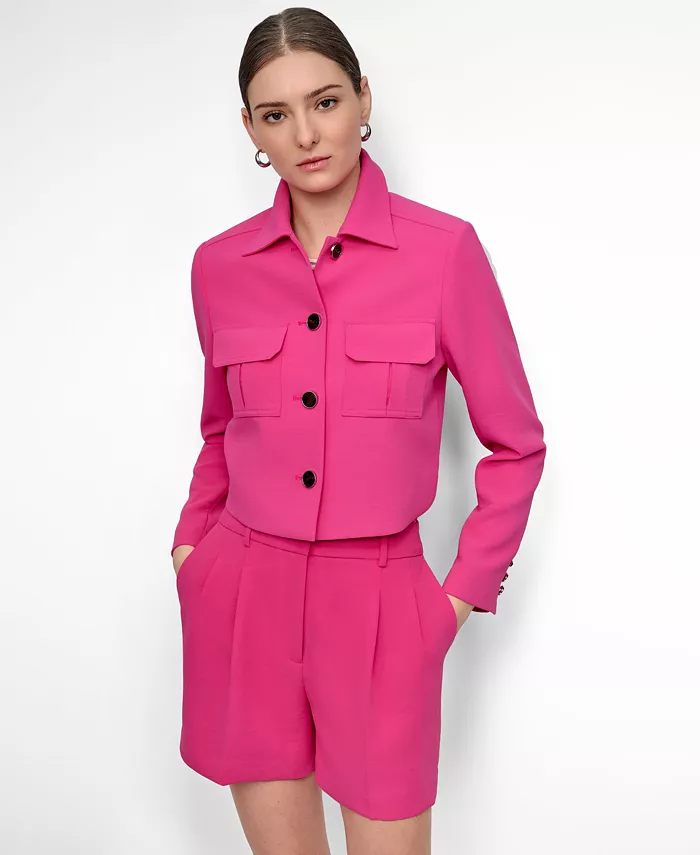 

Женская укороченная куртка Aero Crepe на пуговицах DKNY, розовый