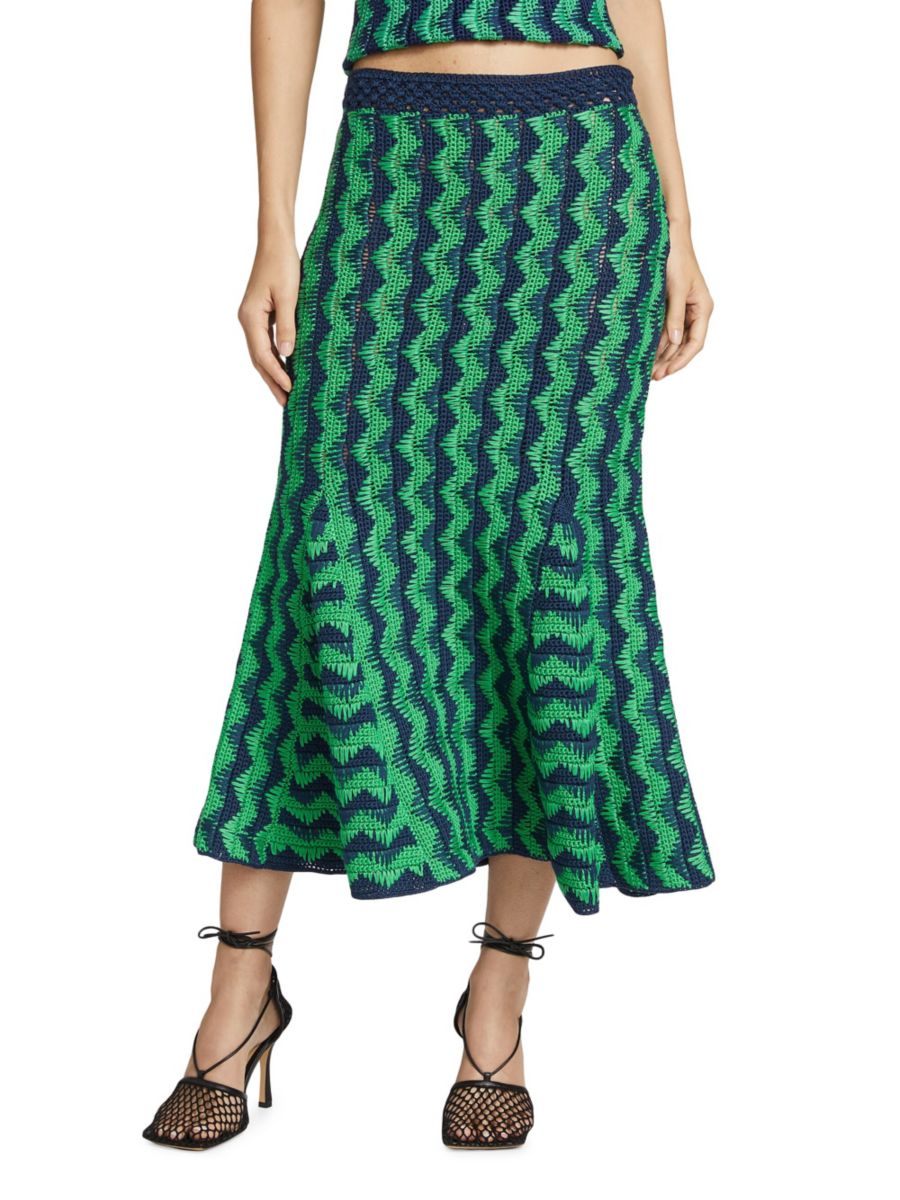 

Юбка миди Ocean Zigzag Wales Bonner, цвет Green Navy