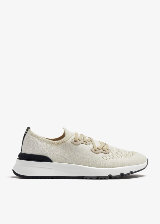 

Кроссовки Brunello Cucinelli Cotton Chiné Knit, бежевый