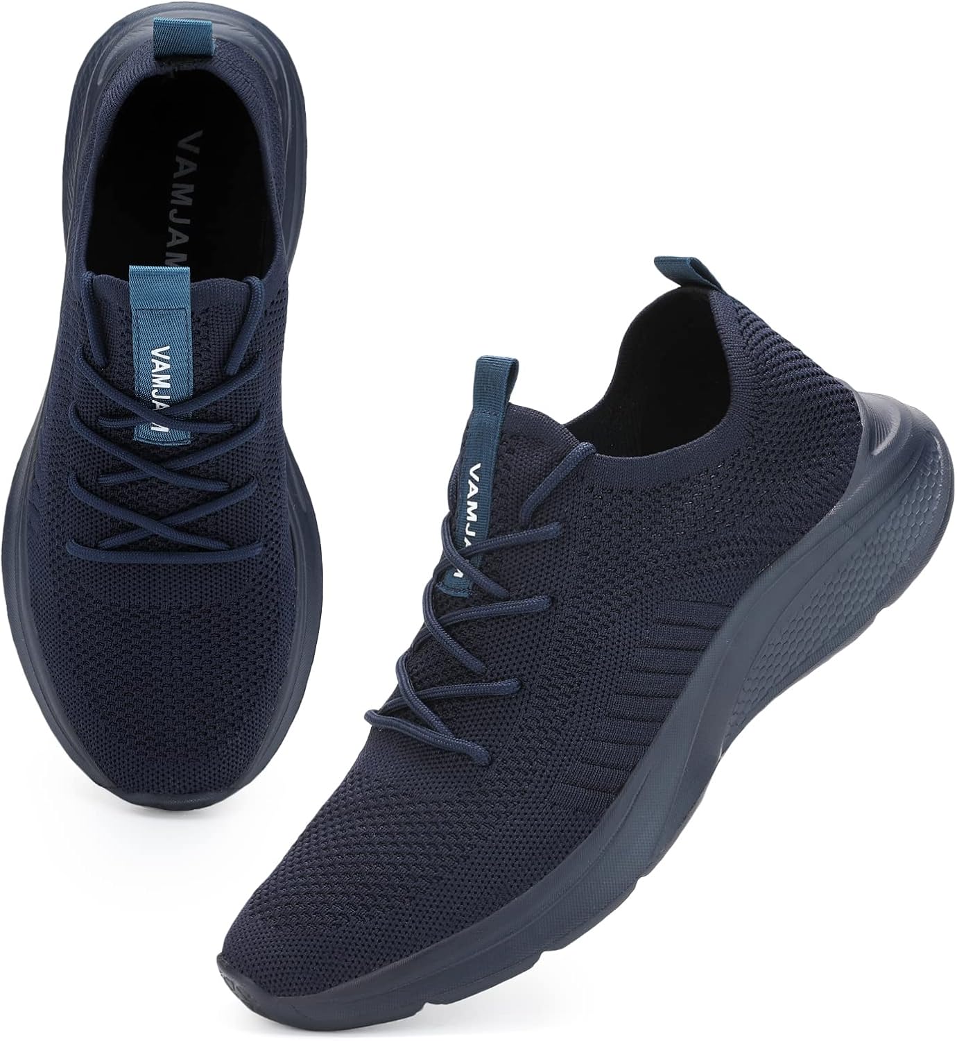 

Мужские кроссовки VAMJAM для бега - модные кеды, легкие и дышащие, с верхом из вязаной сетки, шнуровкой, для ходьбы, тренировок и повседневного спорта, синий