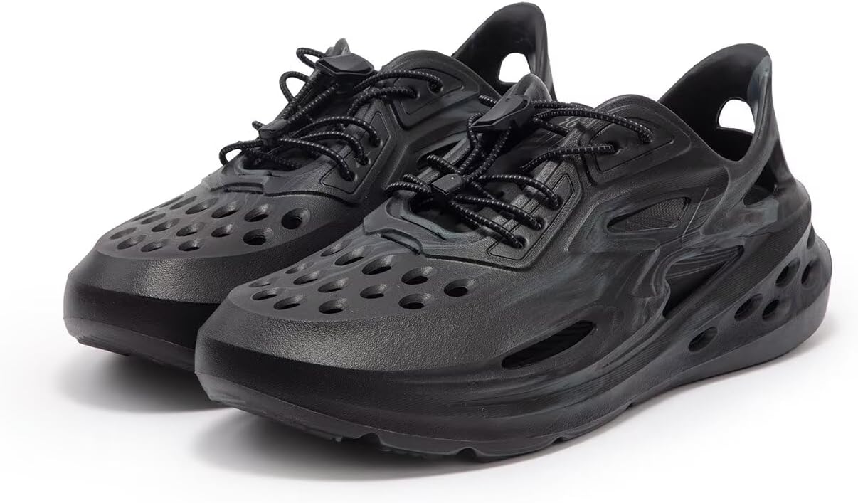 Мужские сабо 361 Big3 Foam Runners, легкая водная обувь, пенные сандалии с мягкой подошвой для пляжа, нескользящие с закрытым носком, классические кроссовки для душа, зала и прогулок 361°, черный/серый — фото 2