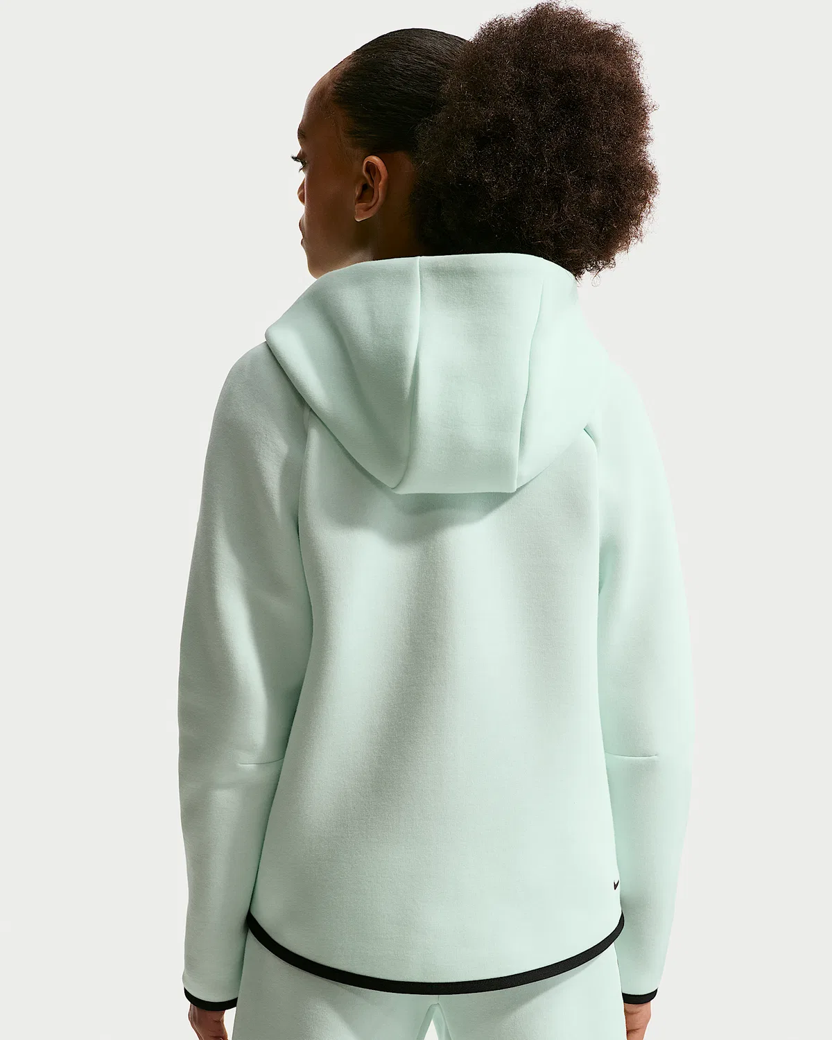 Детская худи на молнии Nike Sportswear Tech Fleece, Barely Green/Black/Black — фото 2