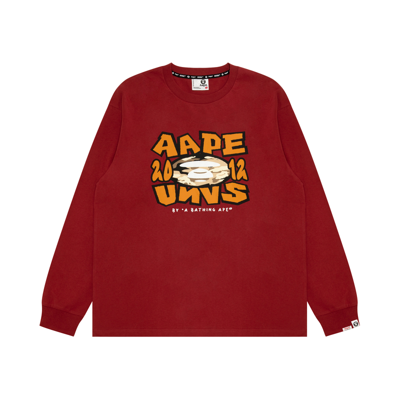

Футболка с длинным рукавом и принтом *A Bathing APE Aape, красно-коричневый