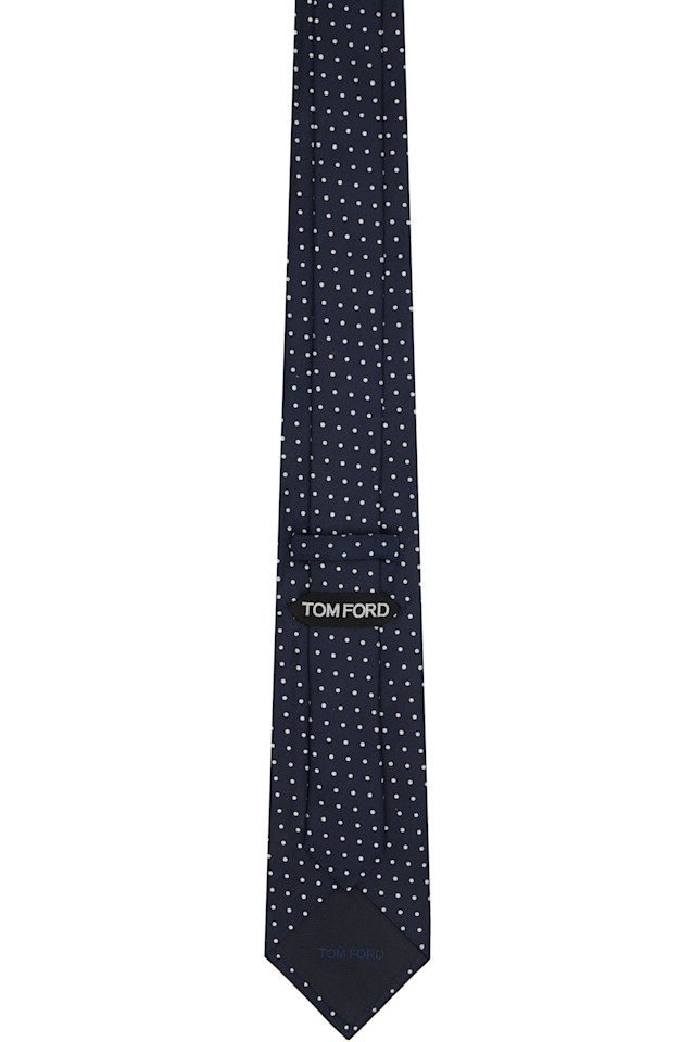 Галстук с микроточечным плетением Tom Ford, темно-синий — фото 2