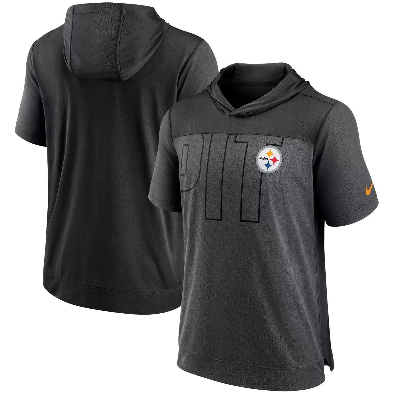 

Мужская футболка с капюшоном Nike Heathered Charcoal/Black Pittsburgh Steelers Performance