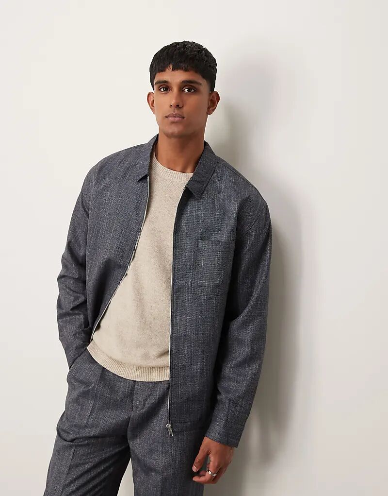

Элегантная куртка-рубашка на молнии ASOS DESIGN синего цвета — часть комплекта