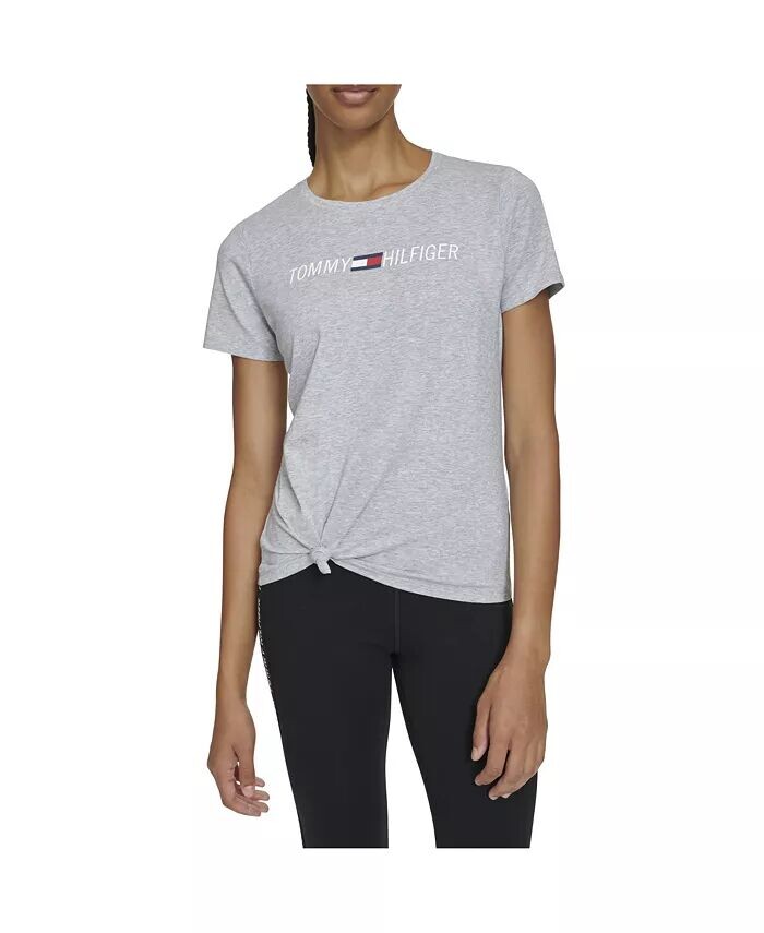 

Женская футболка с логотипом и узлом спереди Tommy Hilfiger, серый